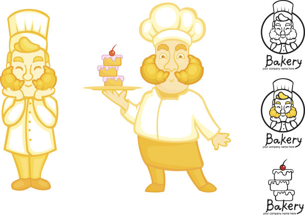 卡通烘焙师蛋糕店logo