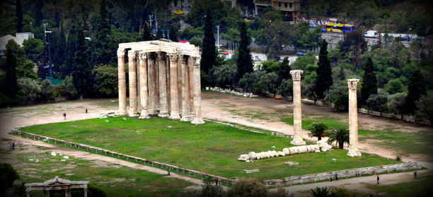 俯瞰雅典古希腊宙斯神庙