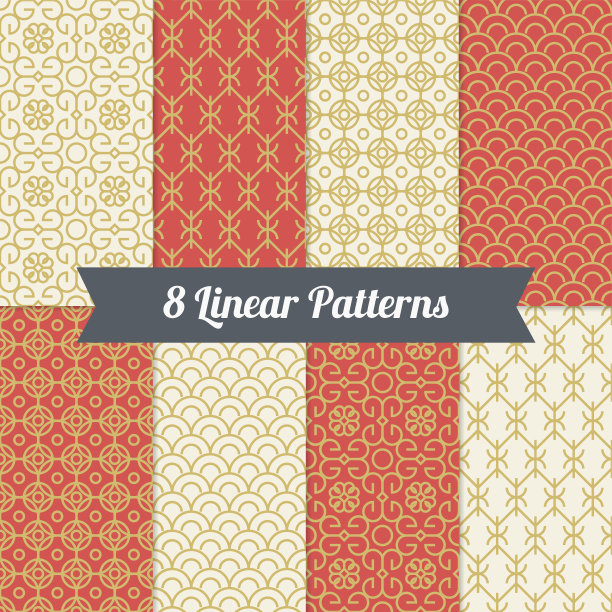 金色几何线条无缝图案