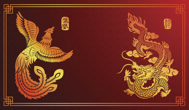 金红色凤凰插画