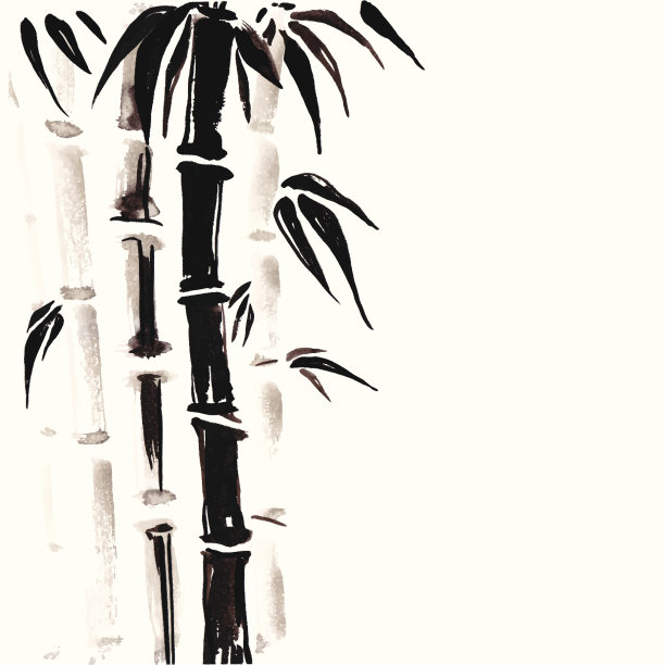 古风水彩植物花卉竹子