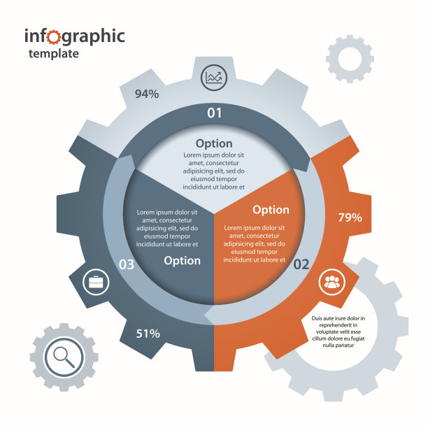彩色齿轮信息图表