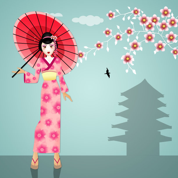 清明古风女子插画