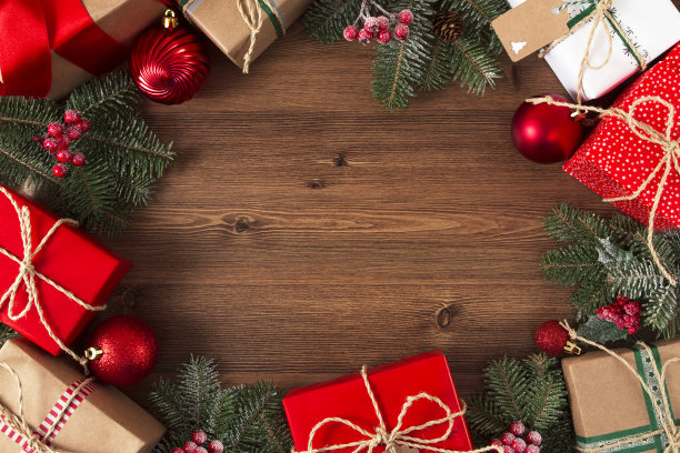 冬季雪景圣诞装饰背景图