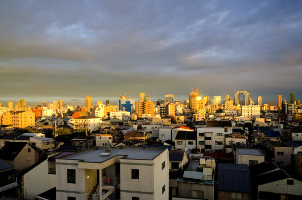 日本大阪清晨城市景观
