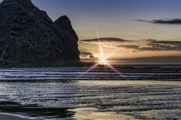 奥克兰海滨夕阳风景