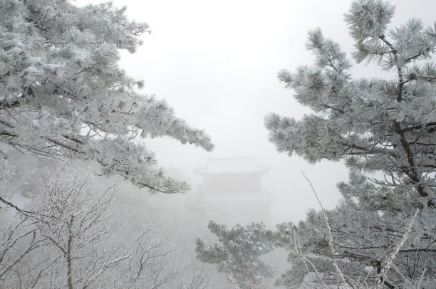 五岳泰山雪景风光