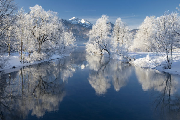 冬天湖畔风景