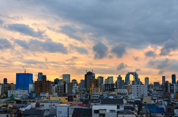 日本大阪清晨城市景观