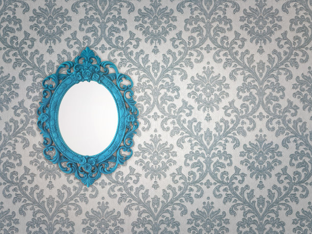 精美蓝绿色圆形花纹图案