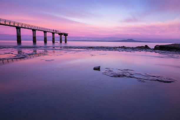 奥克兰海滨夕阳风景