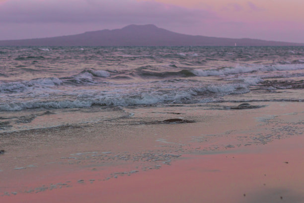 奥克兰海滨夕阳风景