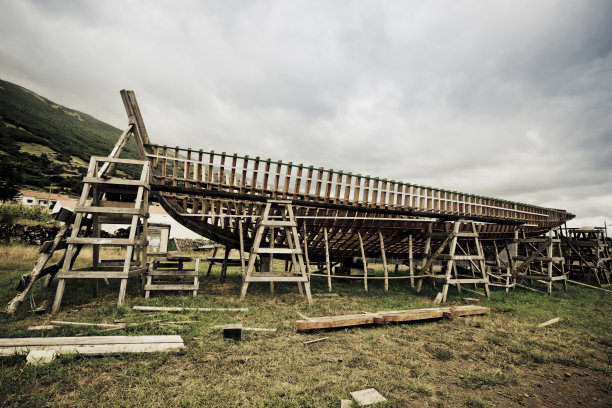 古代木结构帆船