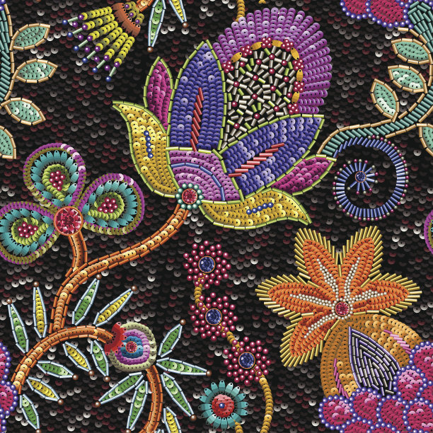 紫蓝几何花纹无缝图案