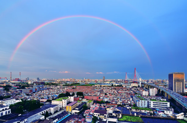 彩虹,双彩虹,都市,建筑