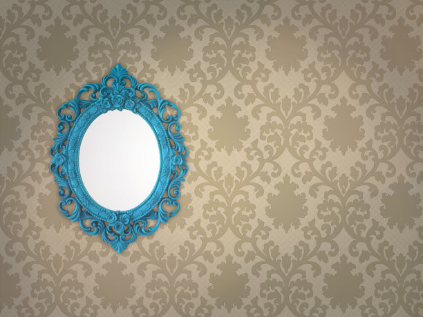 精美蓝绿色圆形花纹图案