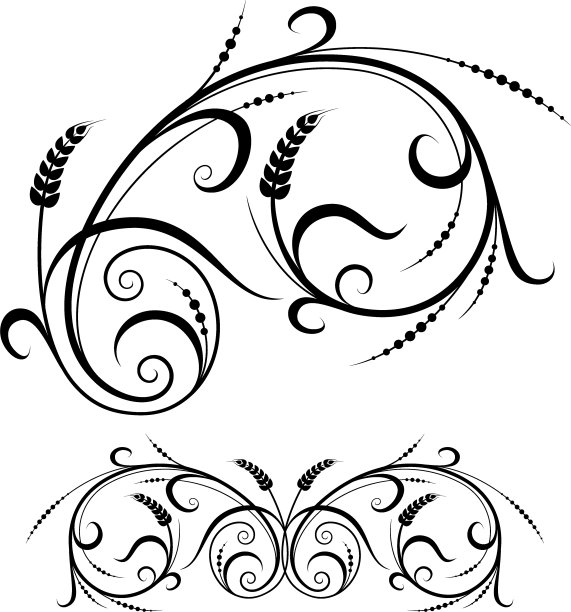 复古麦穗花纹装饰图案