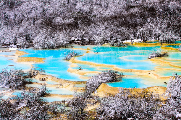 四川九寨沟秋冬景色