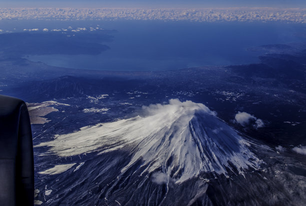无人,富士山,云