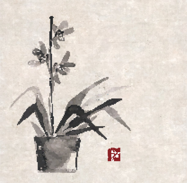 水墨兰花中国画