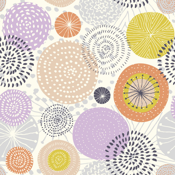 花卉环绕的圆形装饰矢量图案