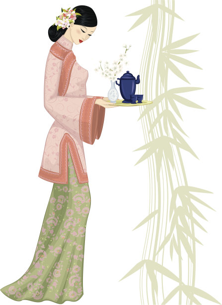 清明古风女子插画