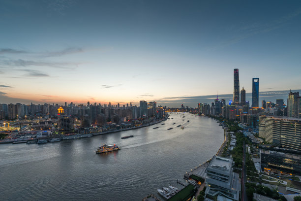 陆家嘴夜景全景航拍