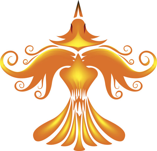 金红色凤凰插画