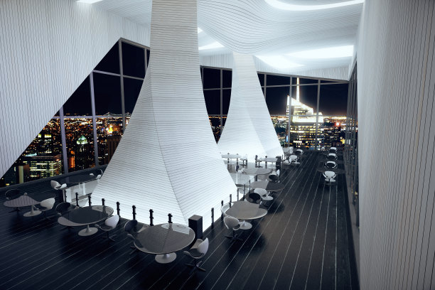 现代餐厅场景桌椅3d空景
