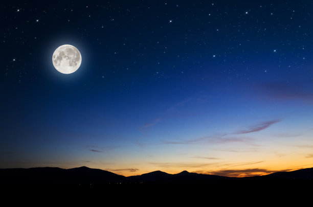 圆月月光夜空
