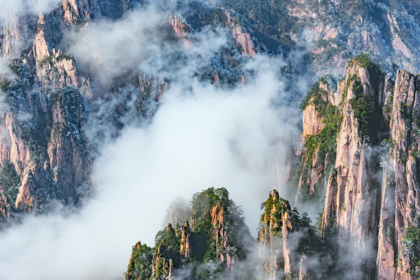 黄山黄昏全景图