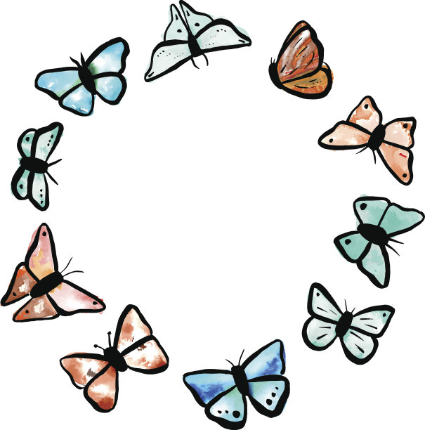 美丽蝴蝶和花环
