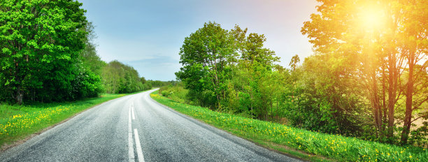 公路小山太阳背景素材