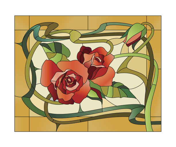 艺术玻璃,玫瑰花