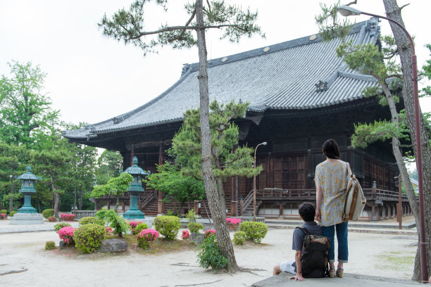 寺庙的青瓦屋顶