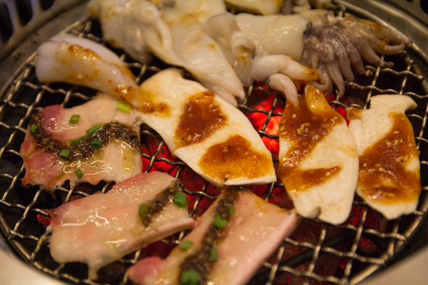 格子烤肉,饮食,水平画幅