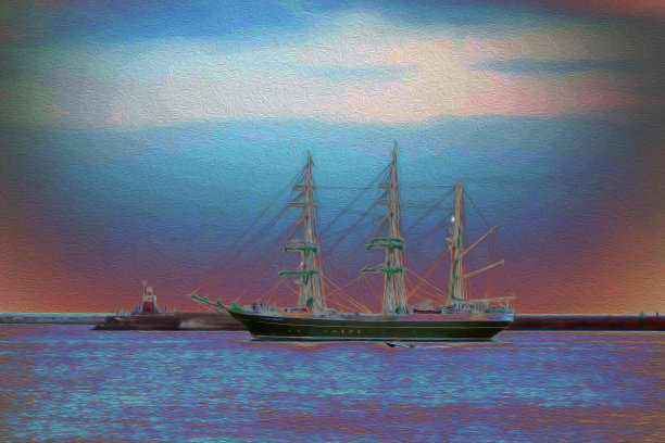 帆船抽象画