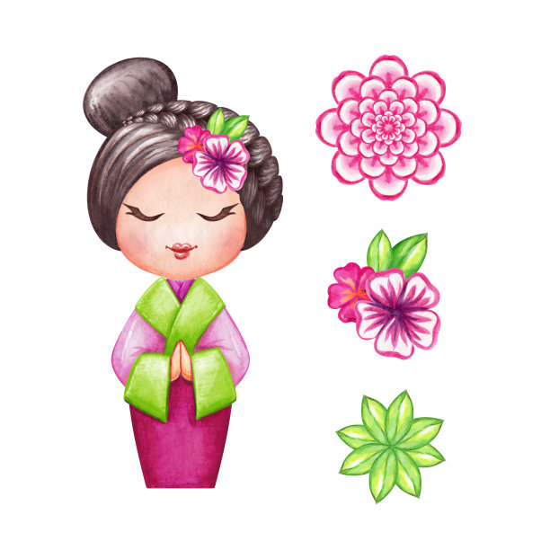 清明古风女子插画