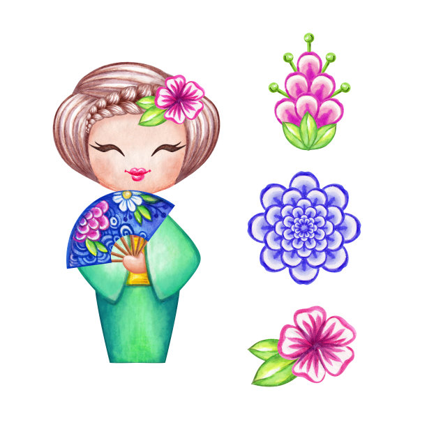 清明古风女子插画