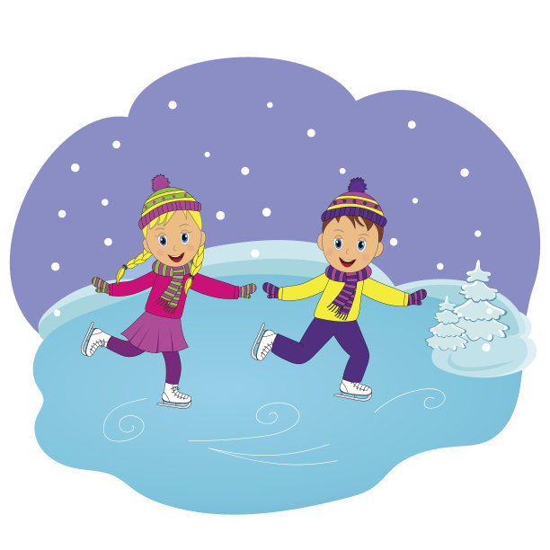 两个小女孩滑冰