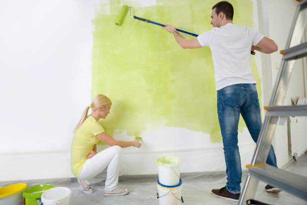 夫妇在家绘画