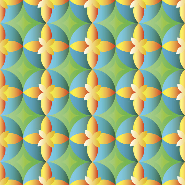 绿黄渐变圆形花纹图案