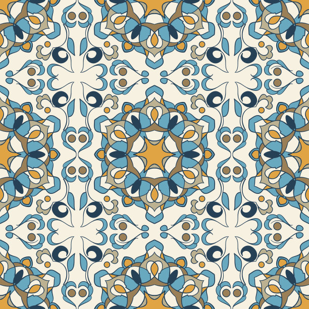 几何拼接复古风花纹图案