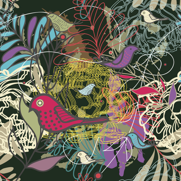 牡丹花鸟富贵花