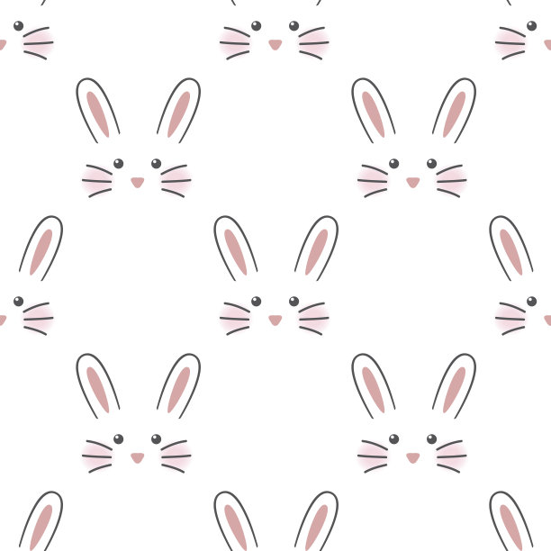小兔子图案家纺图案四方连续