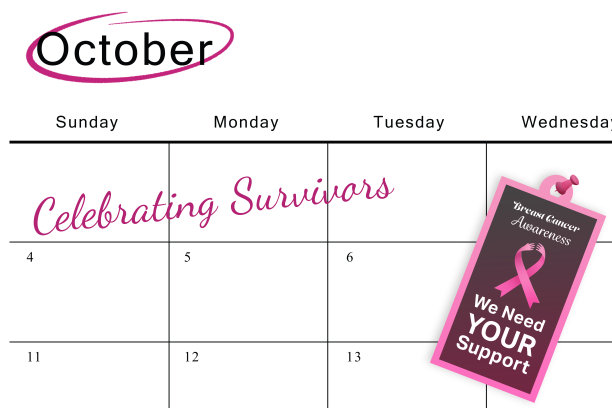 十月日历上的乳腺癌信息