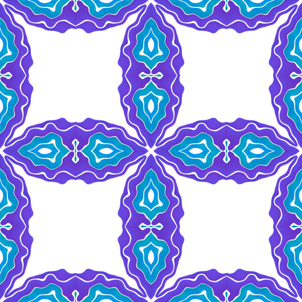 紫蓝几何花纹无缝图案