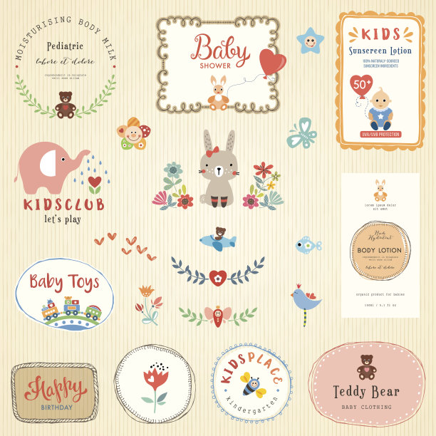 可爱小花兔卡通插画