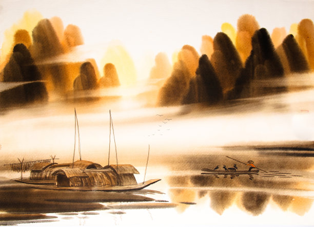 中国风清明水墨画背景
