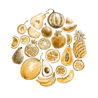 黄金百香果插画